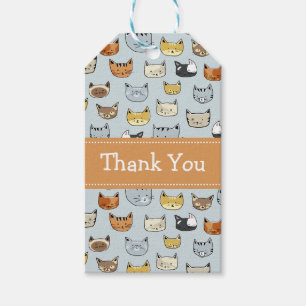 Étiquettes-cadeau Motif de Doodle visage de chat