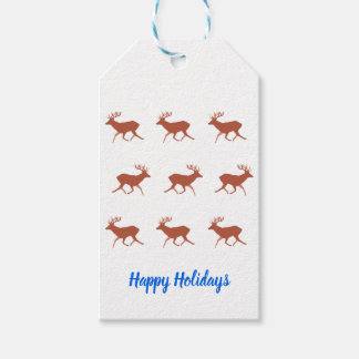 Étiquettes-cadeau Motif de fête de cerf brun marchant