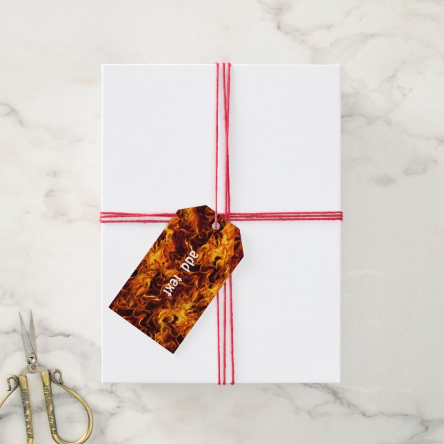 Étiquettes-cadeau Motif de feu et de flamme (Avec de la ficelle)