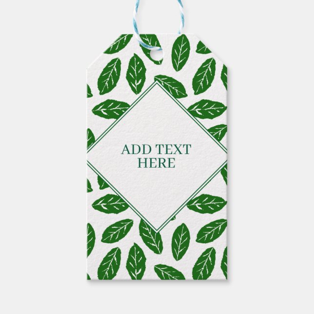 Étiquettes-cadeau Motif de feuillage à feuilles vertes (Devant)