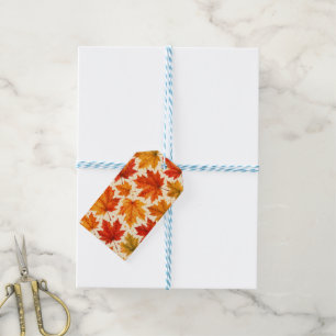 Étiquettes-cadeau Motif de feuilles d'érable d'automne Feuille rou
