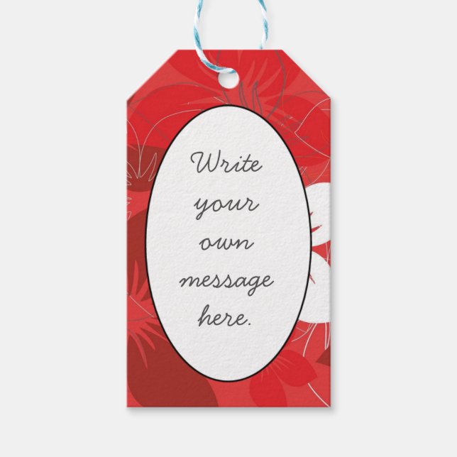 Étiquettes-cadeau Motif de fleurs rouges (Devant)