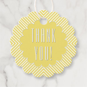 Étiquettes Cadeau Motif de lignes géométriques Merci Jaune/Blanc Fa