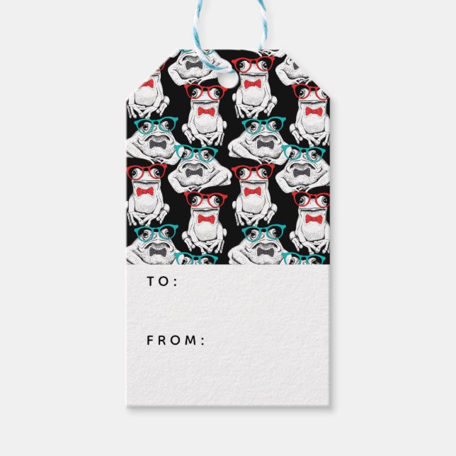 Étiquettes-cadeau Motif de lunettes de grenouille | Ajouter votre te (Devant)