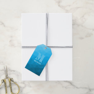 Étiquettes-cadeau Motif de maillage géométrique cyan bleu clair