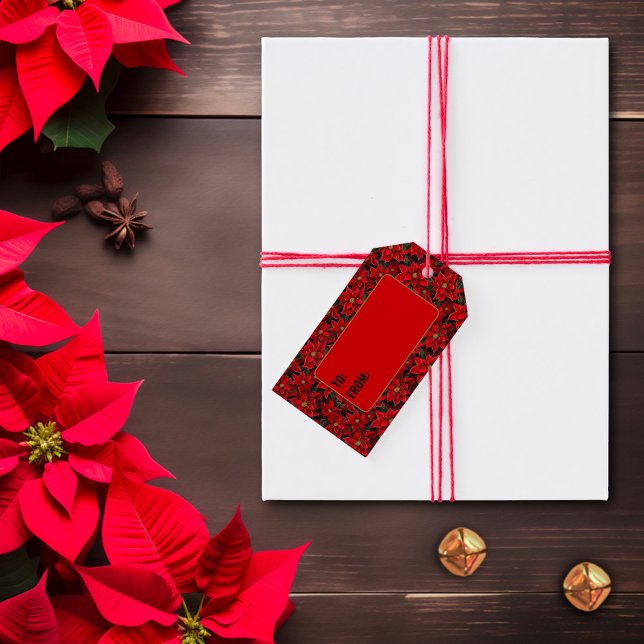 Étiquettes-cadeau Motif de Noël des Fêtes Rouges (Créateur téléchargé)