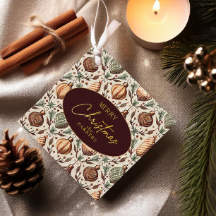Étiquettes Cadeau Motif de Noël Earth Tones #12 ID1009