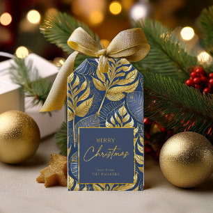 Étiquettes-cadeau Motif de Noël Gold bleu#29 ID1009