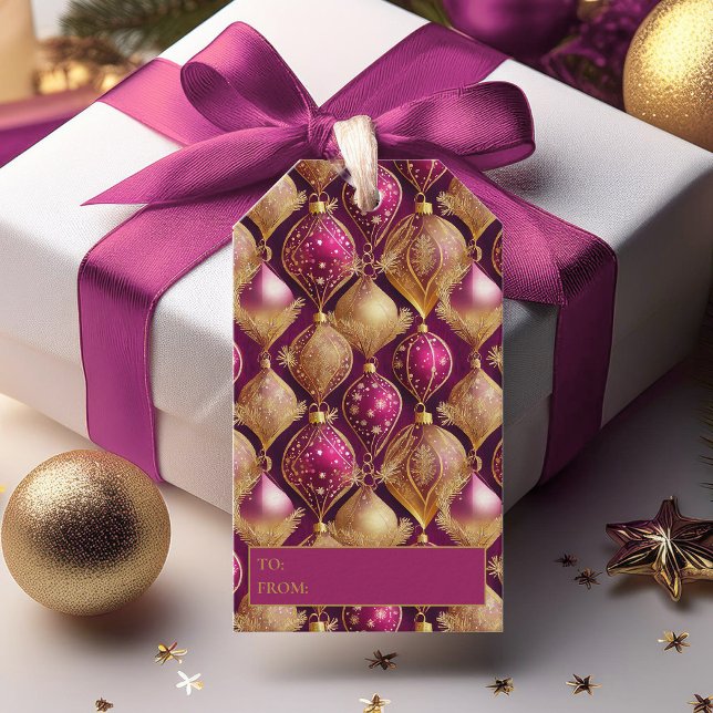 Étiquettes-cadeau Motif de Noël Magenta Gold#12 ID1009 (Créateur téléchargé)