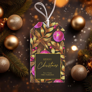 Étiquettes-cadeau Motif de Noël Magenta Gold#29 ID1009