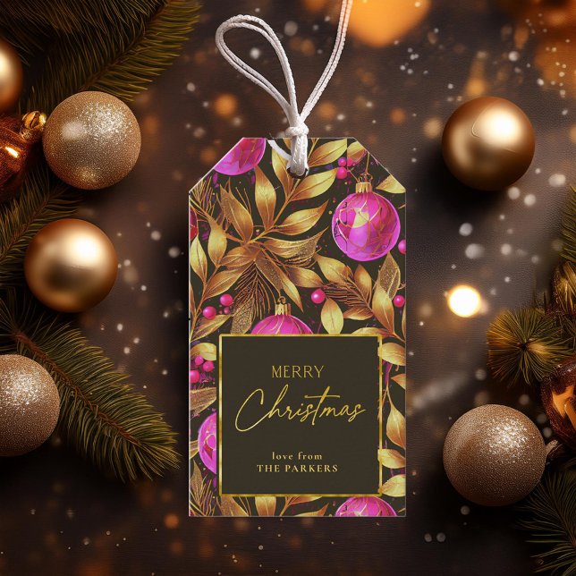 Étiquettes-cadeau Motif de Noël Magenta Gold#29 ID1009 (Créateur téléchargé)