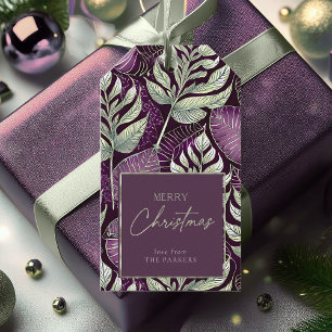 Étiquettes-cadeau Motif de Noël vert violet #29 ID1009