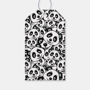 Étiquettes-cadeau Motif de panda moderne noir et blanc mignon