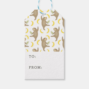 Étiquettes-cadeau Motif de paresses et de bananes