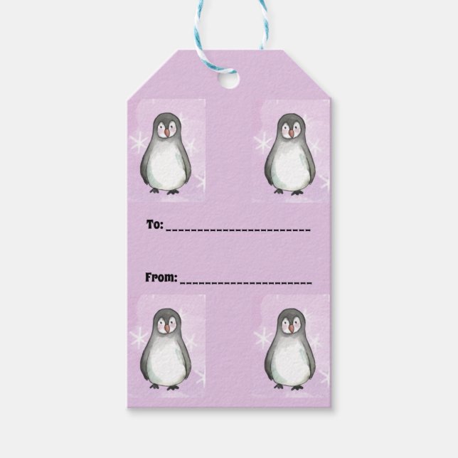 Étiquettes-cadeau Motif de pingouin (Devant)