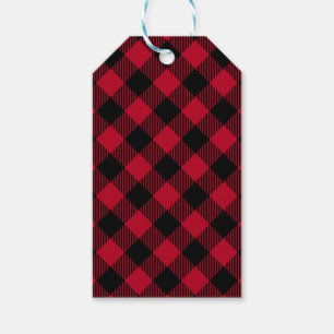 Étiquettes-cadeau Motif de plaid de Buffalo de contrôle de rouge et