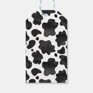 Étiquettes-cadeau Motif de points de vache Poster de animal noir et