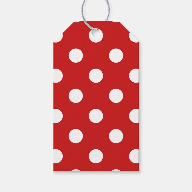 Étiquettes-cadeau Motif de points Polka rouge et blanc (Devant)