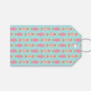 Étiquettes-cadeau Motif de poisson d'été côtier coloré