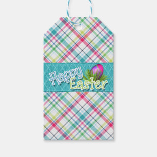 Étiquettes-cadeau Motif de rayure de "Joyeuses Pâques" d'étiquette