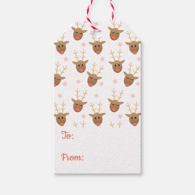 Étiquettes-cadeau Motif De Rindeer À Et De L'Orange (Devant)