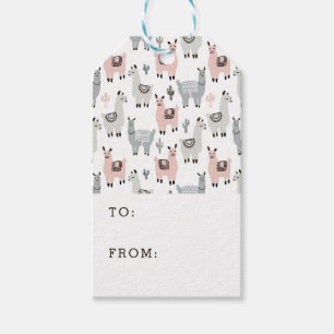 Étiquettes-cadeau Motif de sourire de lamas