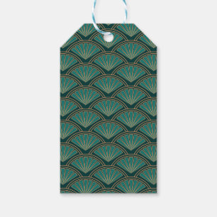 Étiquettes-cadeau Motif de style Art déco en vert turquoise