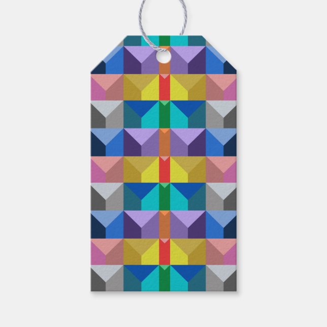 Étiquettes-cadeau Motif de triangle 3D abstrait (Devant)