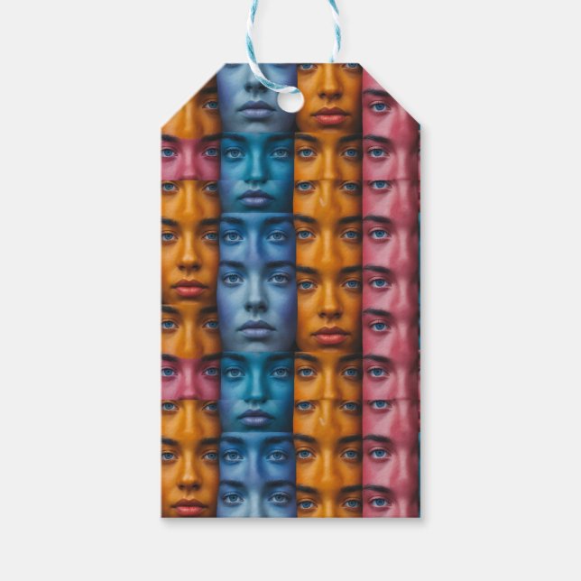 Étiquettes-cadeau Motif des faces colorées (Devant)