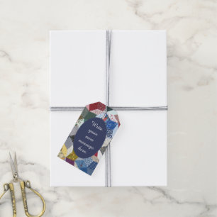 Étiquettes-cadeau Motif d'étoiles en patchwork personnalisé découpag