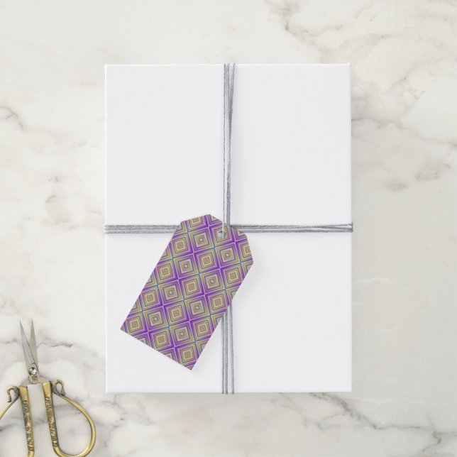 Étiquettes-cadeau Motif diamant alternatif Indigo Purple (Avec de la ficelle)