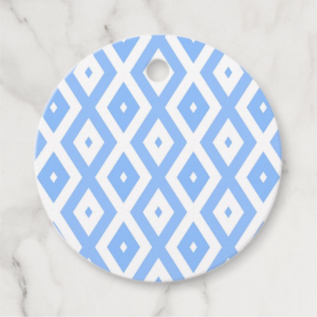 Étiquettes Cadeau Motif diamant bleu et blanc (Devant)