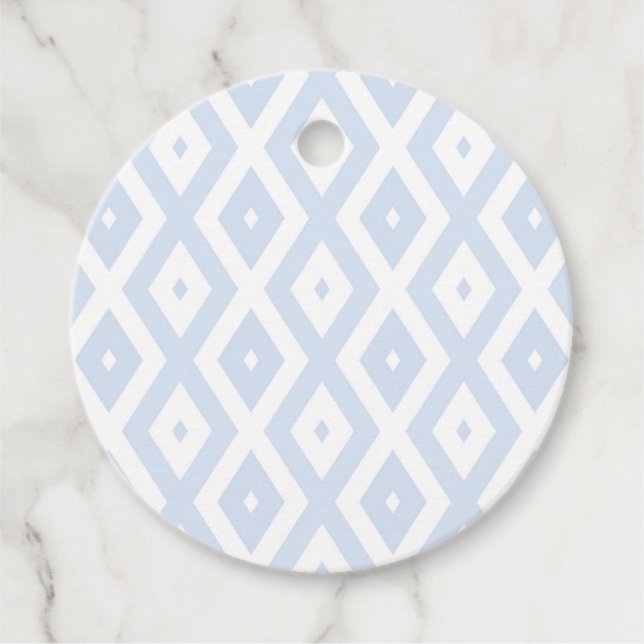 Étiquettes Cadeau Motif diamant bleu pâle et blanc (Devant)