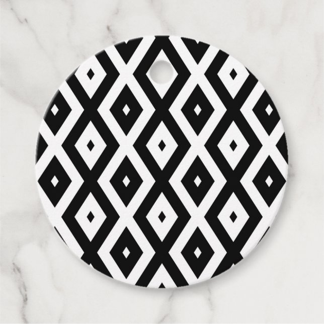 Étiquettes Cadeau Motif diamant noir et blanc (Devant)