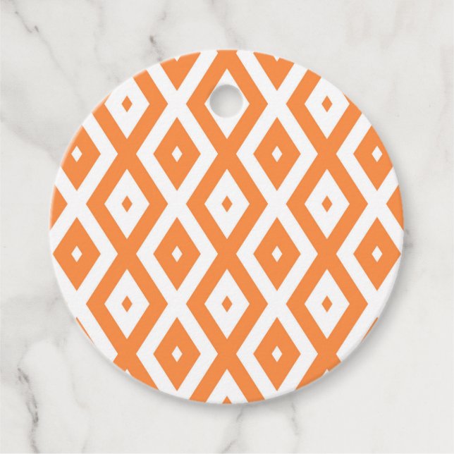 Étiquettes Cadeau Motif diamant orange et blanc (Devant)