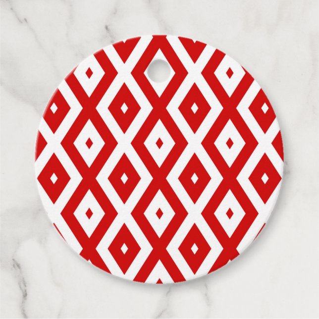 Étiquettes Cadeau Motif diamant rouge et blanc (Devant)