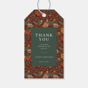 Étiquettes-cadeau Motif d'oiseau floral bordeaux reconnaissant