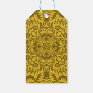 Étiquettes-cadeau Motif doré jaune vigne sans couture de William Mor