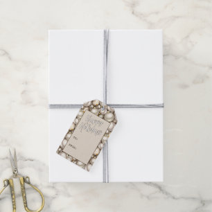 Étiquettes-cadeau Motif d'ornement Chic Argent Or Baubles