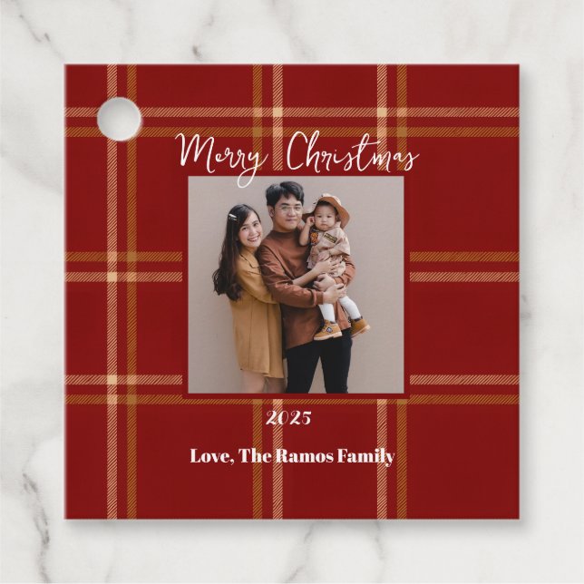 Étiquettes Cadeau Motif écossais Tartan Noël personnalisable (Devant)