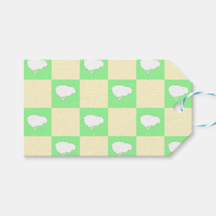 Étiquettes-cadeau Motif en damier de Pâques avec blanc Chick Motif