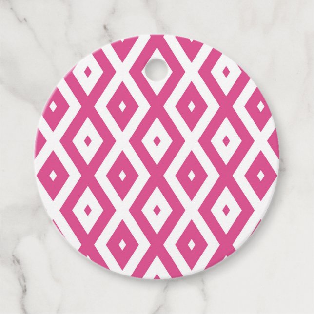 Étiquettes Cadeau Motif en diamant rose et blanc (Devant)