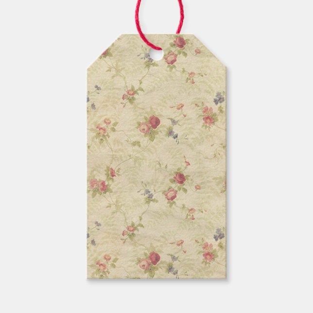 Étiquettes-cadeau motif en tissu vieil Rose vintage (Devant)
