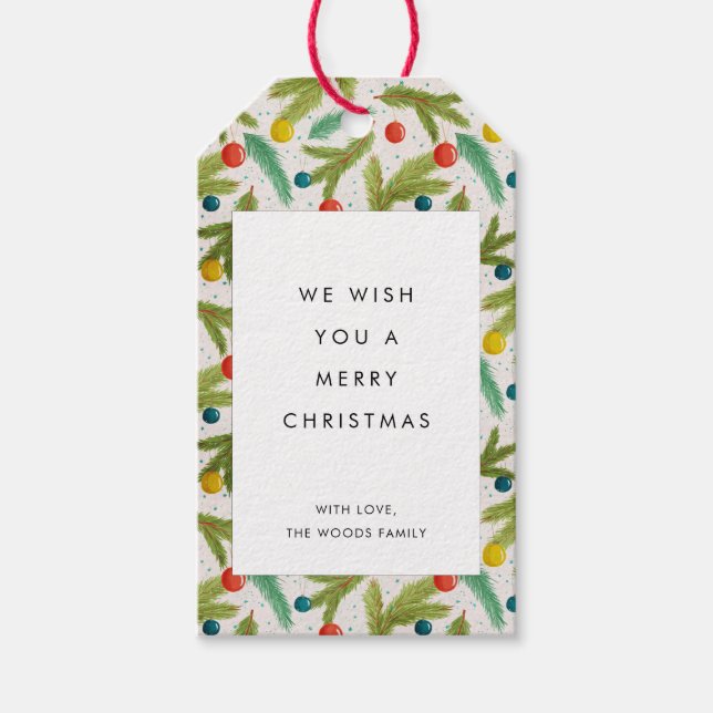 Étiquettes-cadeau Motif festif minimaliste Joyeux Noël (Devant)