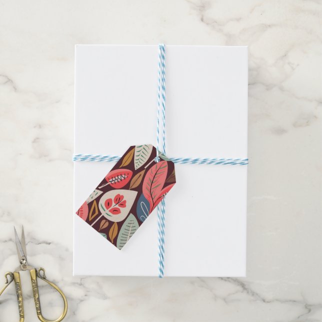 Étiquettes-cadeau Motif Feuille Abstrait (Avec de laficelle)