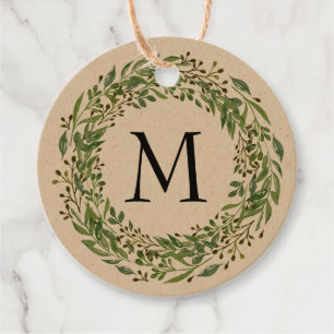 Étiquettes Cadeau Motif Feuille de couronnes de couronnes vertes