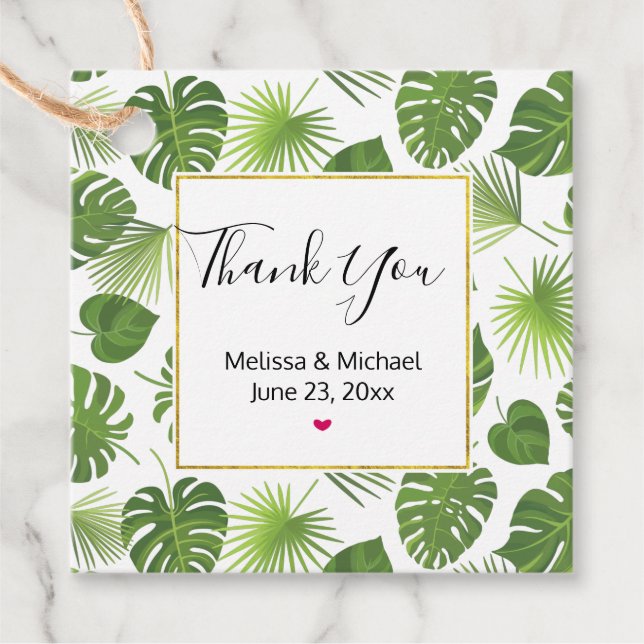 Étiquettes Cadeau Motif Feuille élégant Green Tropical (Devant)