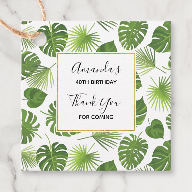 Étiquettes Cadeau Motif Feuille élégant Green Tropical (Devant)