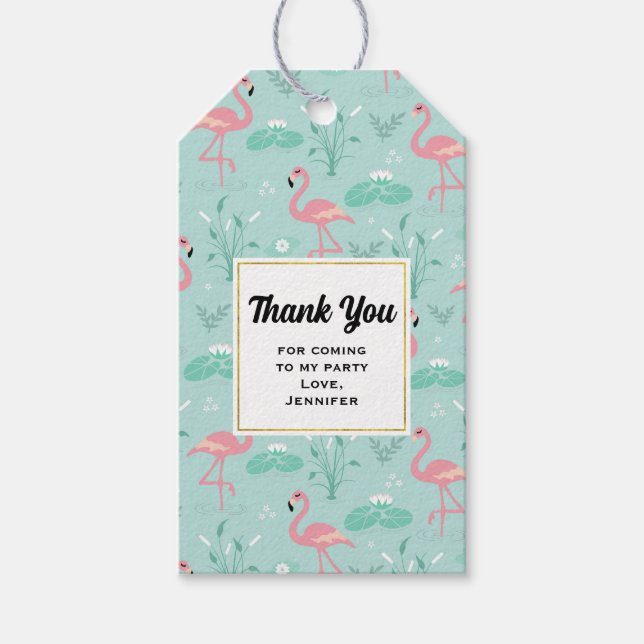 Étiquettes-cadeau Motif Flamant rose Merci  Pastel Pink (Devant)
