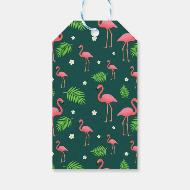 Étiquettes-cadeau Motif Flamant Tropical (Dos)